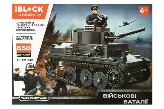 Конструктор IBLOCK PL-921-342 Військова техніка Військові баталії 658 деталей Німецький легкий танк | Зображення 1