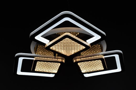 Люстра світлодіодна стельова LED світильник для квартири на стелю лед з пультом 26038 Чорний 9х49х49 см. | Зображення 2