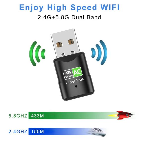 650 Мбит/с USB WiFi-адаптер 2,4 ГГц и 5 ГГц Беспроводная сетевая карта Wi-Fi-адаптер Wi-Fi-приемник для ноутбука и ПК | Зображення 5