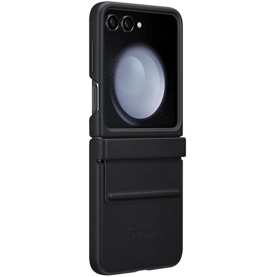 Кожаный чехол Leather Case (AAA) для Samsung Galaxy Z Flip6 Black | Зображення 1