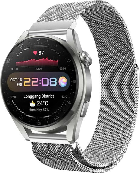 Ремінець 22 мм міланська петля BeWatch для Huawei Watch 3 / 3 Pro Срібний (1020205.1U)