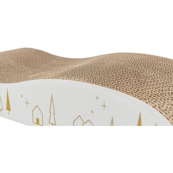 Кігтеточка-хвиля Trixie для котів Різдвяна кортонна  біло-золота 43,5х8х20 см | Зображення 4