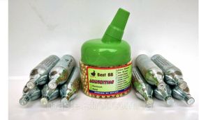 Шарики Баллончики  для пневматики Баллончики 10 шт  Borner + Шарики пули 4.5 мм 2000 шт