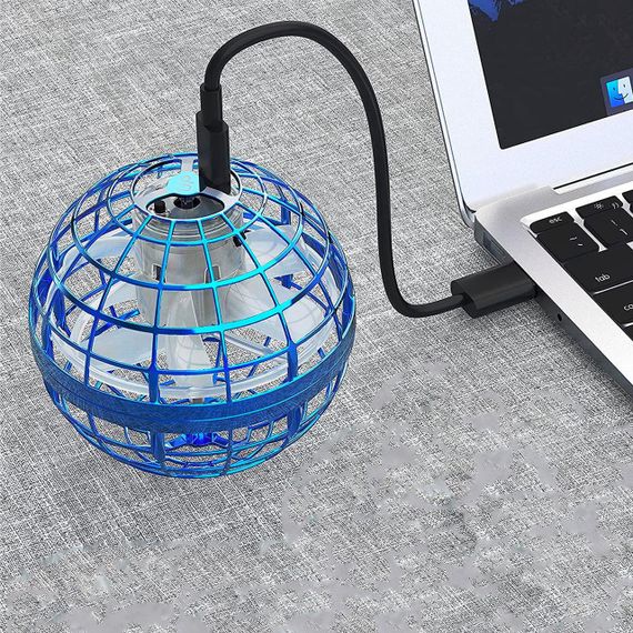 Летающий светящийся шар FLYING SPINNER, с USB, Синий / Игрушка бумеранг с подсветкой / Летающий мячик | Зображення 4