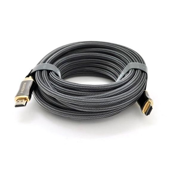 Кабель VEGGIEG HX-10 HDMI-HDMI 2K * 4K, 10.0m, v2,0, OD-8.0mm, круглий, обплетення, Black, коннектор Black-Gold, Box