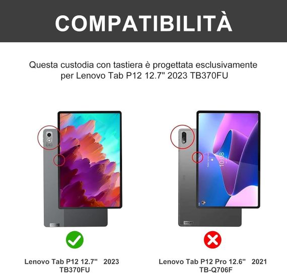 Чохол-підставка для Lenovo Tab P12 12.7” TB370FU, 2023 захисний чохол-книжка з регульованим кутом нахилу, чорний | Зображення 1