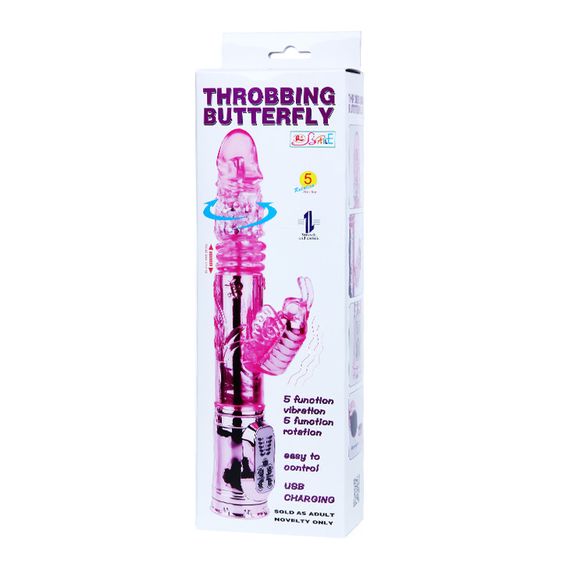 Вібратор - Throbbing Butterfly Rotating Vibrator Pink, 29 см Sex Aura | Зображення 1