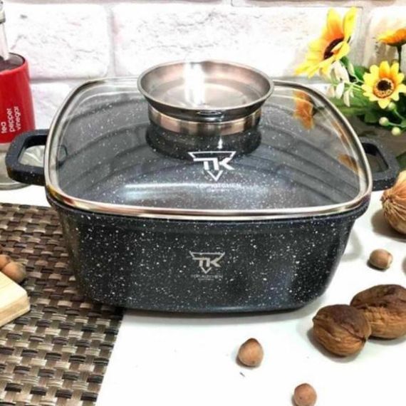 Кастрюля квадратная с крышкой 6,7л 28см Top Kitchen TК00056 Черная