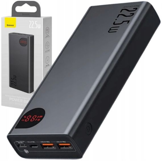 Зовнішній портативний акумулятор Baseus Adaman Metal Digital Display 20000mAh 22.5W Black (PPAD070101) | Зображення 1