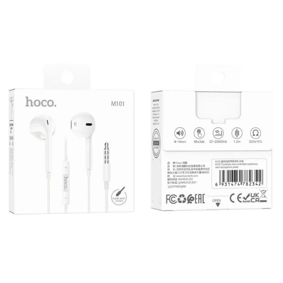 Стерео наушники Hoco M101 (3.5mm/1.2m) White | Зображення 3