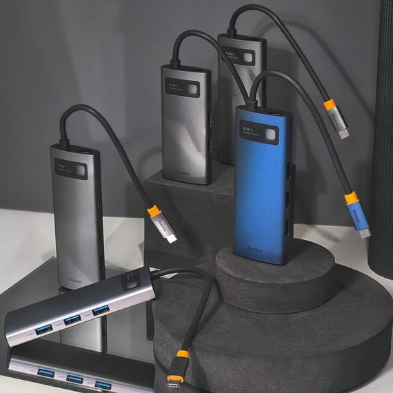 USB-Хаб Baseus Metal Gleam Series 4-in-1 Type-C gray | Зображення 4