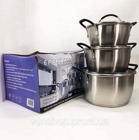 Набор кастрюль хорошего качевства 6 предметов LB-1891, Комплект металлических кастрюль TX-53 | Зображення 4