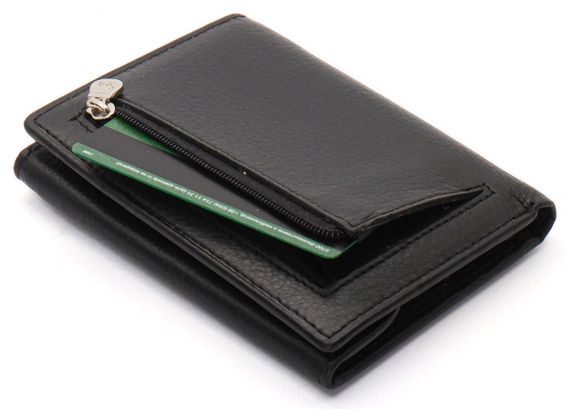 Черный мужской кошелек вертикального типа из натуральной кожи на магните Marco Coverna MC-1286 | Зображення 2