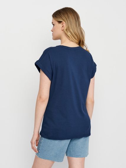 Футболка жіноча синя з малюнком та написом, 3XL | Зображення 1