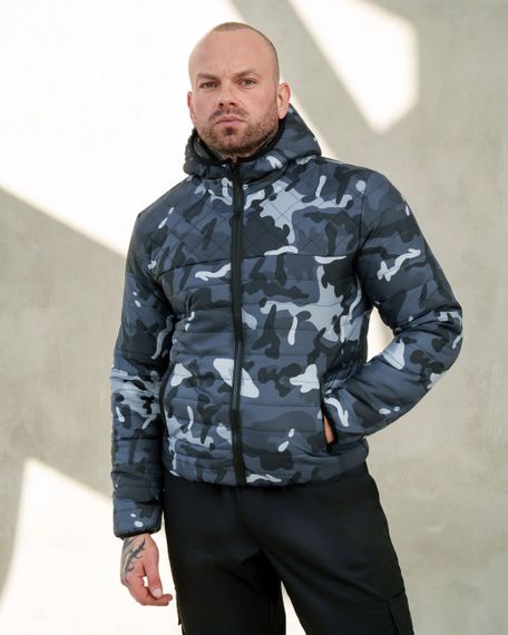 Мужская демисезонная куртка каммуфляжная утепленная BD0042 размер S, цвет серый