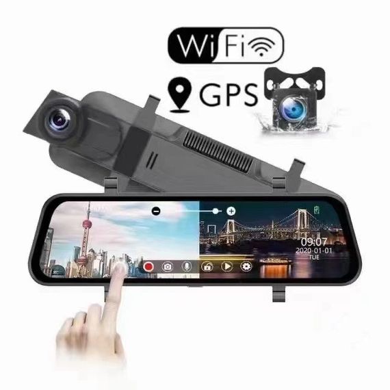 Видеорегистратор зеркало с камерой заднего вида Touch Screen Super FULL HD парктроник Vechicle Blackbox DVR VBDVRB | Зображення 4
