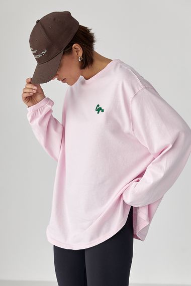 Лонг вільного фасону з написом - рожевий цвет, ONE SIZE (є розміри)