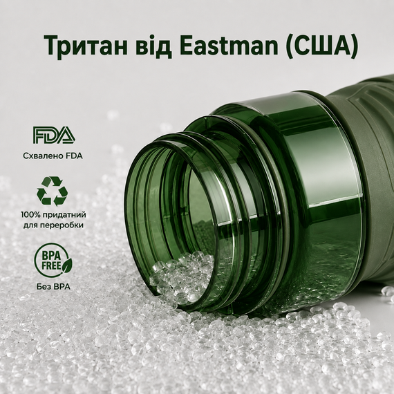 Бутылка KANGZYUAN 450 мл - Зеленая Tritan BPA-free, ударопрочная, спортивная с эргономичной крышкой | Зображення 6