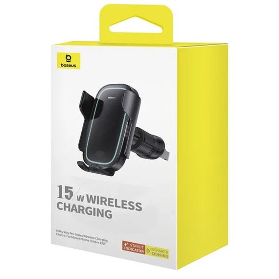 Автотримач з БЗП Baseus Milky Way Pro Wireless Charging Electric Car Mount 15W (C40357000111-0) Cluster Black | Зображення 5