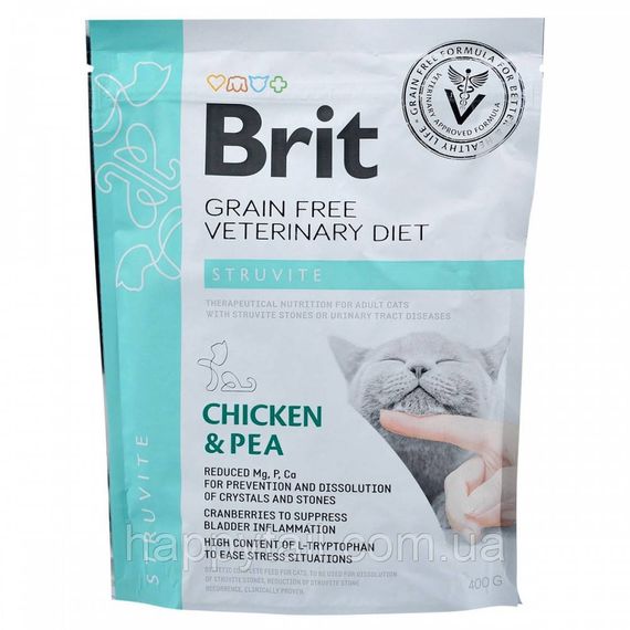 Корм сухий Brit Grain Free VetDiet Cat Struvite для котів з сечокам яною хворобою з куркою та горохом 400 г | Зображення 2