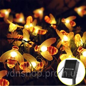 Солнечная гирлянда "Пчелки" 30 ламп 4,5 м, теплый-белый