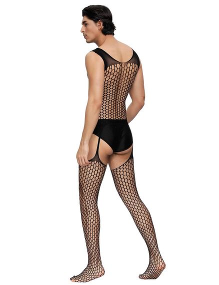 Мужской бодистокинг сетка Star Night с имитацией чулок, черный, L-2XL sexstyle | Зображення 1