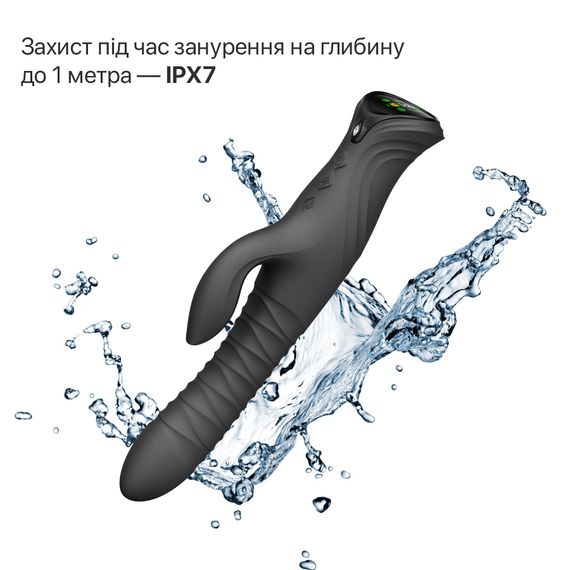 Смарт пульсатор-кролик з вібрацією Zalo Mose 2 Obsidian Black, підігрів до 42 °C, кристал Swarovski | Зображення 8