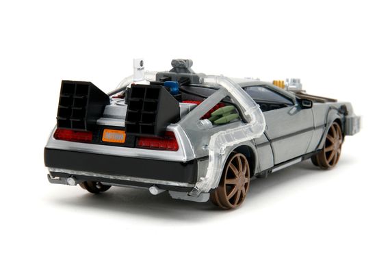 Игровая металлическая машинка Назад в будуйщее 3 Time machine с светодиодами | Зображення 4