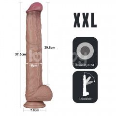 Фалоімітатор - Dual Layered Bendable Silicone Cock XXL 14.5'' Flesh Sex Aura | Зображення 4