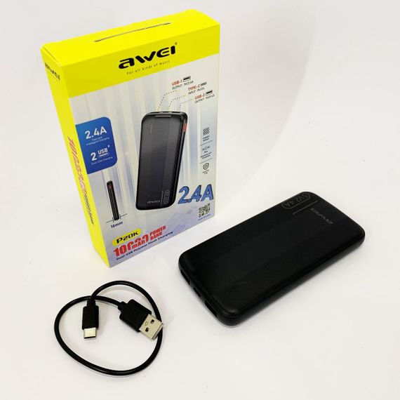 Павербанк с быстрой зарядкой для смартфонов Awei P20K 10000 mah, Портативная батарея ES-57