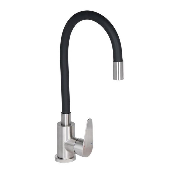 Змішувач для кухні Lidz Vida 04R-BFS, U-подібний гнучкий Black