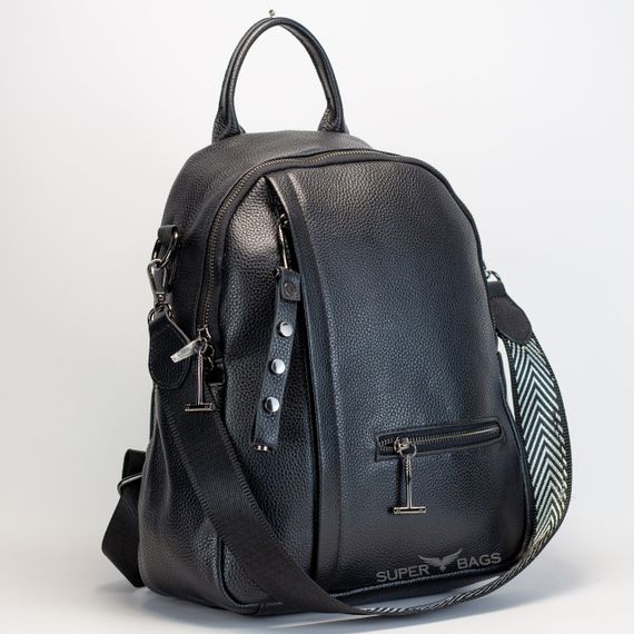 Жіночий шкіряний рюкзак міський чорний 73590 | Зображення 3