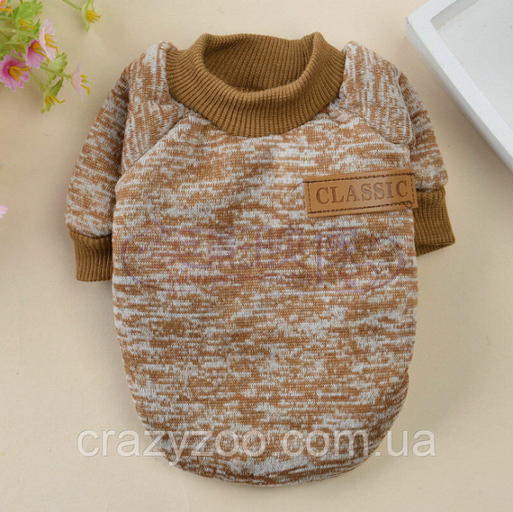 Кофта для собак и котов EcoToys Coffe L рябая кофейная A: 36 см B: 44 см C: 29 см L-7083 | Зображення 2