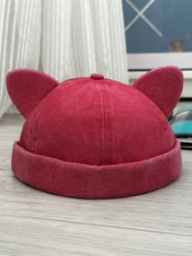 Коротка шапка кепка, докер з вушками 55-58р Рожевий (2375)