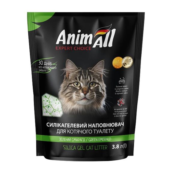 Силикагелевый наполнитель для кошачьих туалетов AnimAll Green Emerald, 3.8 л