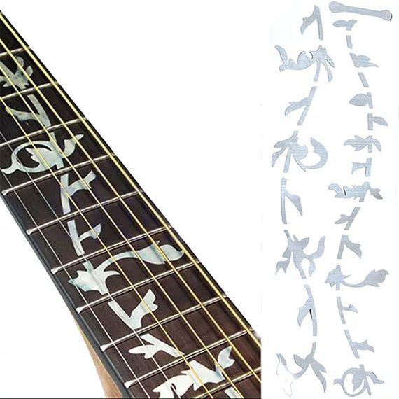 Стикери маркери інкрустація для накладки грифа електрогітари Ibanez Gibson хром | Зображення 3
