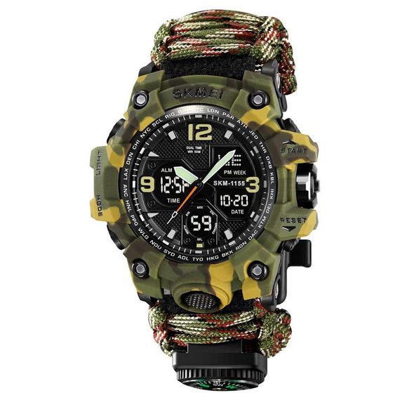 Часы для походов SKMEI 1155BCMGN PARACORD, Часы для рыбалки и походов Армейские противоударное DL-29 | Зображення 2