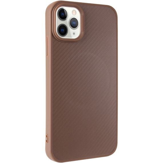 TPU чохол Carbon Protective with Magnetic Fit для Apple iPhone 12 Pro / 12 (6.1") Coffee