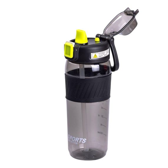 Бутылка для воды 600 мл бутылка в школу для тренировок с трубочкой и ручкой 22 см Черная HP-14-42B | Зображення 2