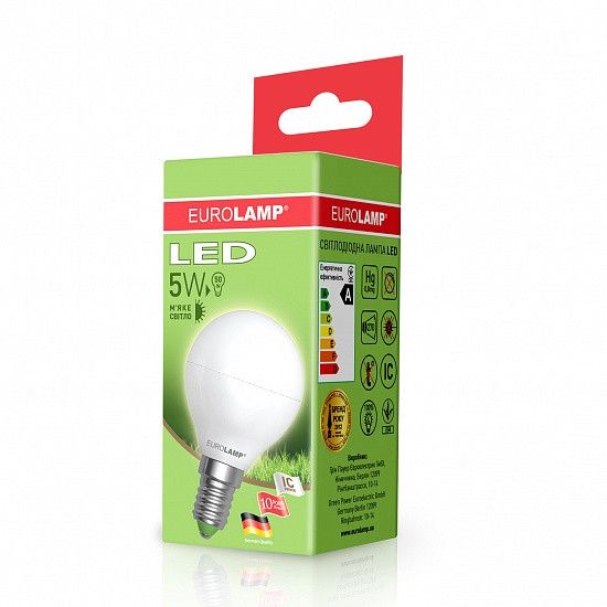 EUROLAMP LED Лампа ЕКО G45 5W(500Lm)  E14 3000K (матова) | Зображення 1