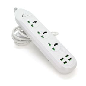 Мережевий фільтр ТВ-Т16mini, 3 розетки + 4 USB, 2 м, перетин 3х0,75мм, 3000W, White, Box
