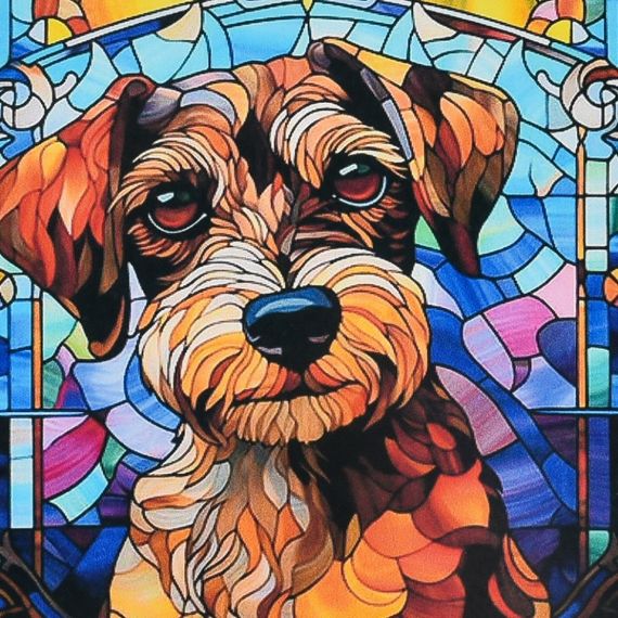 Алмазная мозаика "Витражный пес" DEEX16282 не полная выкладка 30х30 см