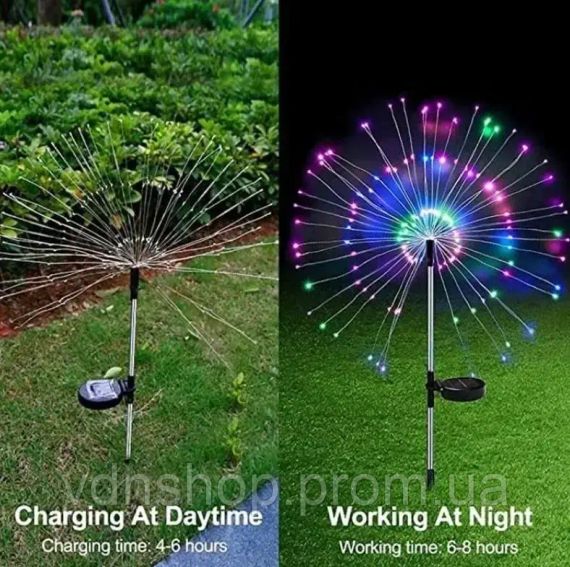 Садові світильники "Салют" на сонячній батареї / вуличний декор (SFK-41) для саду та двору, 2 шт | Зображення 1