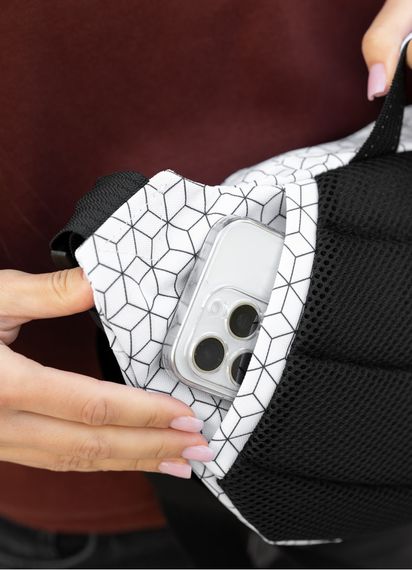 Большая женская поясная сумка бананка Sambag DynamicDart принт "Square" 38×21×7 см (80411150) | Зображення 6