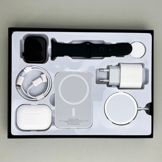 Комплект Megabox 6в1 - Watch 9 / Air Pro 2 / Battary Pack / MagSafe / 20W Type-С / Кабель 3х / Ремінець (Чорний) UA | Зображення 8