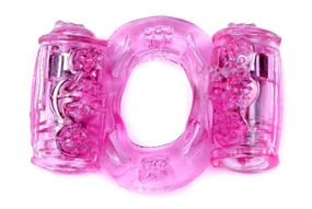 Ерекційне вібро кільце BOSS Vibrating Cock Ring Double Pink, BS6700033 sexstyle