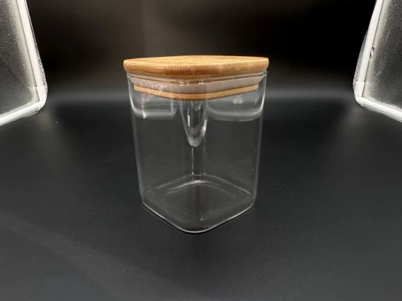 Ємність для зберігання 65х65 мм Скляна з дерев’яною кришкою | Зображення 1