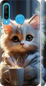 Чохол на Huawei P30 Lite Білий кіт "5646m-1651-2448"