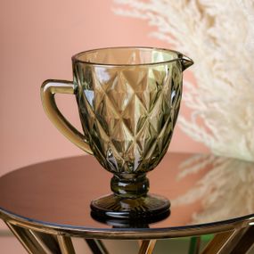 Кувшин для напитков 1.0 л фигурный граненый из толстого стекла Зеленый