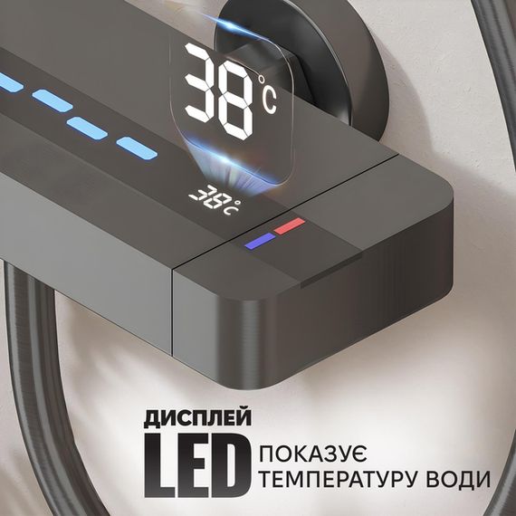 Змішувач для ванної кімнати з нержавіючої сталі чорного кольору XPRO Shower-1 (45902-_2202) | Зображення 4